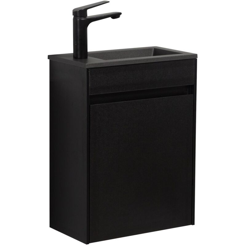 Badplaats - Wc Badmöbel Sinta 40x22 Cm Schwarz Schwarzes Waschbecken - Schra