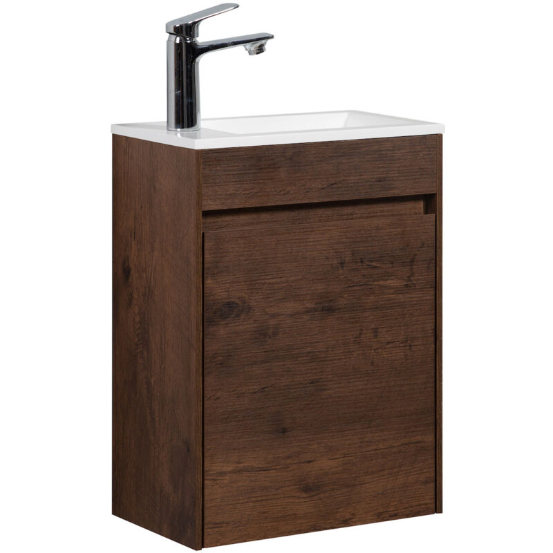 Badplaats Wc Badmöbel Sinta 40x22 Cm - Walnuss Braun - Schrank Weißes Wasc