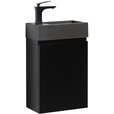 WC Badmöbel Angela 40x22 cm Matt Schwarz - Schrank Schwarze Wasc