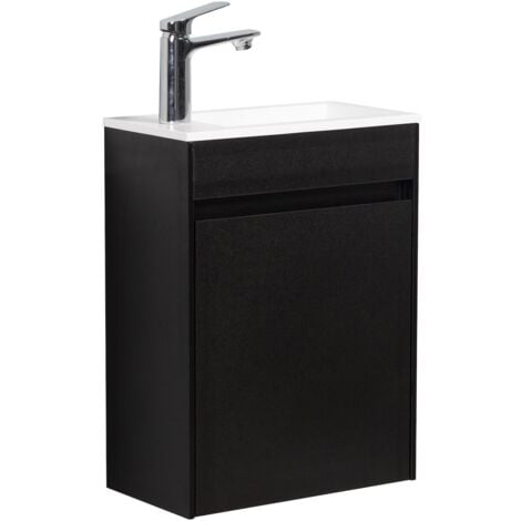 BADPLAATS WC Badmöbel Sinta 40x22 cm Schwarz - Schrank Waschbecken Badezimmer Toilette