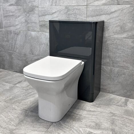 WC Bathroom Toilet Unit White or Anthracite Ross 500mm with Back to Wall WC Pan, Anthracite