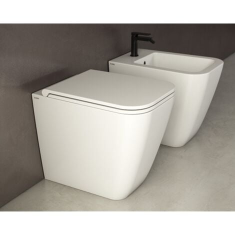 Wc + coprivaso soft sospeso Ceramica Globo SENZA BRIDA serie Stone 52 cm  BIANCO OPACO