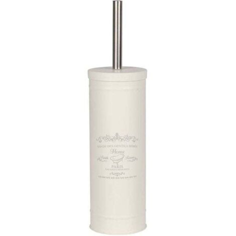 WC-Bürste für Zuhause, geschlossenes Design, schwarze WC-Bürste, Stahl, Ø 9 x 37,5 cm, Creme
