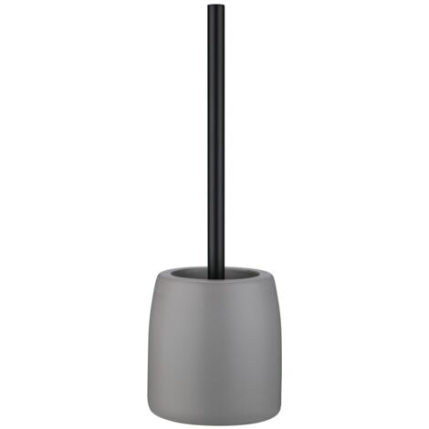 WC-Bürste mit keramischem Behälter ALBANO grau matte glatte schwarze Griff industrieller Loft-Stil