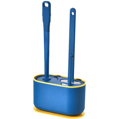 WC-Bürste mit Wandhalterung, langem Griff, tropffrei und ideal für die einfache Reinigung schwer zugänglicher Ecken – Blau