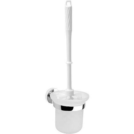 WC-Bürstengarnitur EIGHT, Glas rund milchig, Griff Kunststoff weiß, Bürste weiß