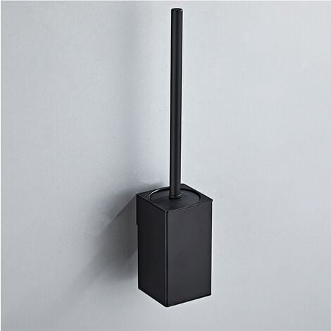 MUMU WC-Bürstenhalter aus 304 Edelstahl, quadratisch, zur Wandmontage, mit 1 Bürstenkopf (schwarz)