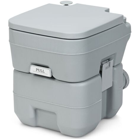 WC Chimique Portable 20L Toilette Chimique Portatif, Réservoir d'eau 10L, pour camping, plein air, 36x35x42cm, Gris CW7417 DESIGN IN