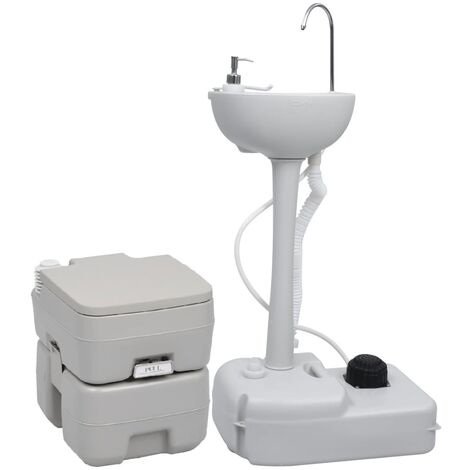 WC Chimique Portable - Ensemble Toilette de camping et support de lavage des mains de camping BV653976 - BonneVie