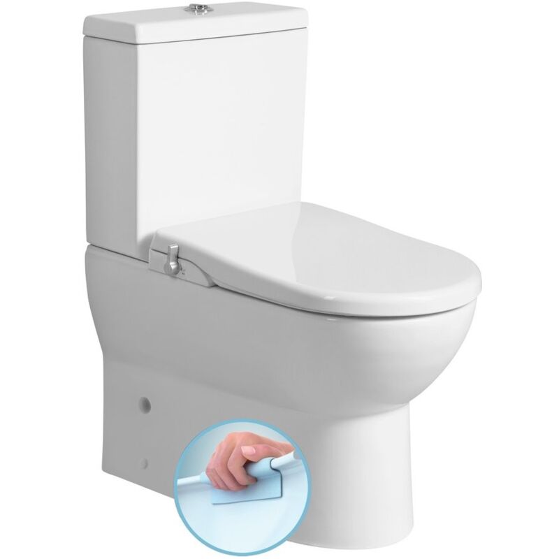 Wc combiné jalta, sans bride, avec siège de bidet clean star, siphon en S/siphon en p, blanc
