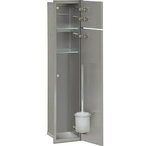 WC container mural, 2 portes pour carrelage, 1 derouleur, 1 casier, butee gauche, 185x831mm