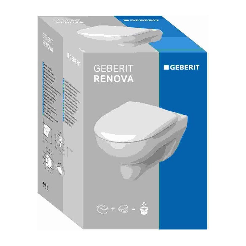 Geberit - Pack wc suspendu Renova 54cm, abattant standard, Blanc