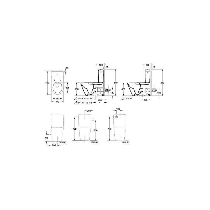Architectura, Accessoires, mécanisme à touche DualFlush, chroméé, alimentation latérale ou arrière, En porcelaine sanitaire