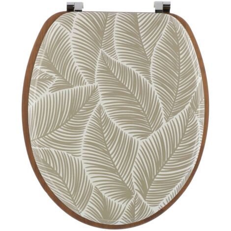 Wc-deckel aus holz form 18 inch edelstahlbefestigungen deckel bedruckt und sitzfläche nach art der rustikalen akazie - mimetik - Tendance
