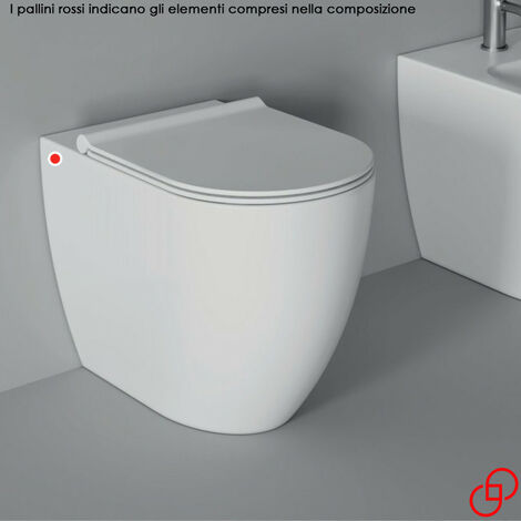 WC Filo Muro FORM - Installazione a Terra - Vaso Senza Brida - Con Sedile Coprivaso Tecnologia Soft Close
