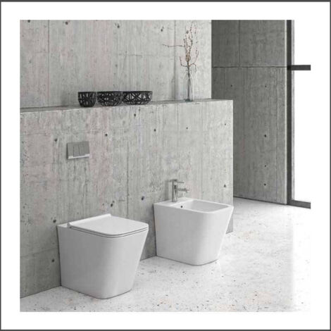 WC LT Installazione Filomuro + Sedile Termoindurente Soft Close - Ceramica - Colore BIANCO