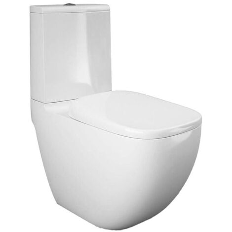 WC monoblocco tradizionale in ceramica con scarico Rimless, cassetta e sedile Rak Illusion