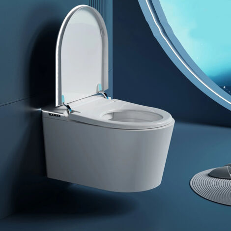 WC mural intelligent Fuleadture avec télécommande, chauffage entièrement automatique, chasse d'eau par siphon et réservoir intégré