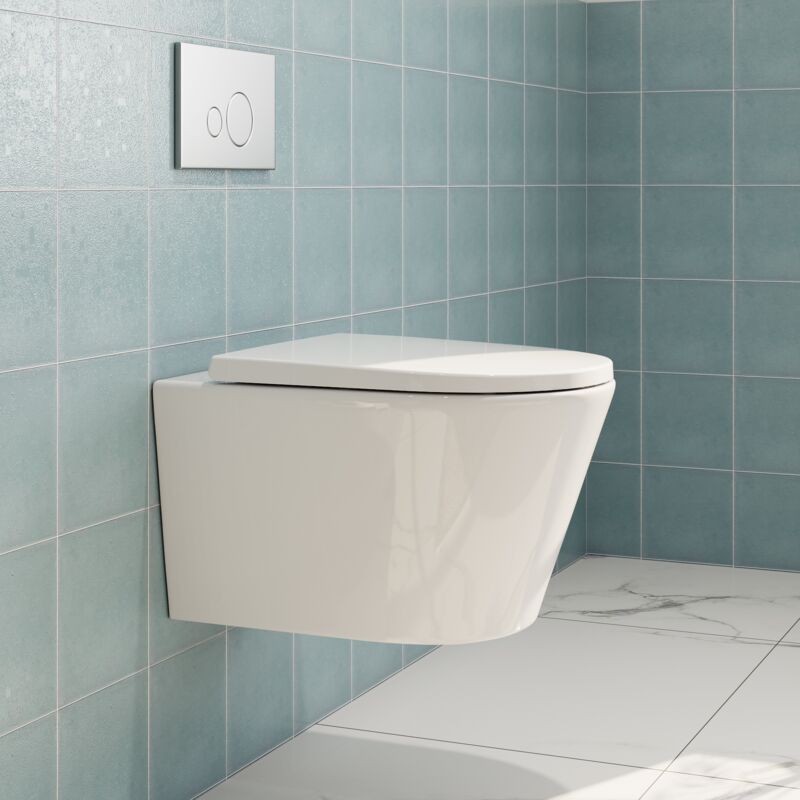 Horow - Wandhängendes spülrandlose Wand-WC mit Toilettendeckel Toilette mit Absenkautomatik - Superspin-Einloch-Spülung