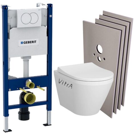 WC-Pack Duofix Vorwandelement 112cm + Vitra Integra WC ohne Spülrand + Softclose-Sitz + Verkleidungsset