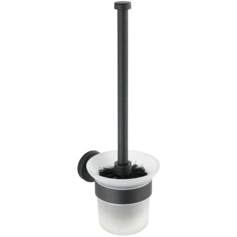 WC-Porte brosse  Bosio Black 10x35 cm inox noir brosse satiné porte brosse wc noir brosse wc design brosse wc industrielle accessoires salle de bain noirs brosse wc inox noir brosse wc sans perça