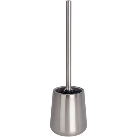WC-Porte brossee WENKO Mod. Solid inox satiné porte-brosse WC design brosse WC en acier inoxydable accessoire salle de bain inox brosse WC argent diamètre 11 cm hauteur 38 cm finition élégante satinée