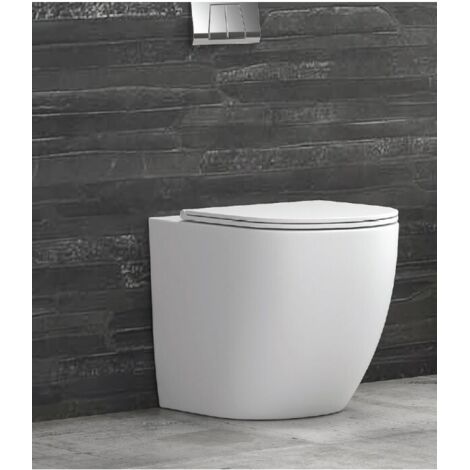 WC Rimless MILOS 57x36x38 cm à poser avec abattant soft-close-Blanc-Blanc-36 --