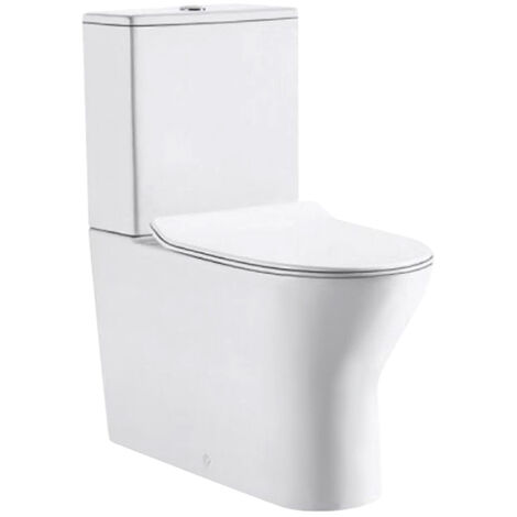 WC sans bride SIDNEY - Sortie Horizontale avec abattant slim soft close en Duroplast déclipsable - Bathco