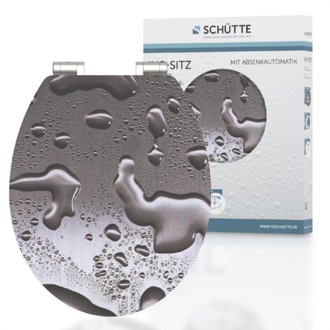 WC-Sitz mit Absenkautomatik GREY STEEL Hochglanz MDF SCHÜTTE