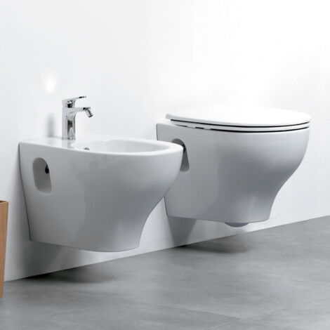 Wc Sospeso Azzurra Ceramica "Pratica" Bianco Lucido