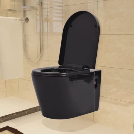 Nera Wall Hung Rimless Matte Black Toilet & Soft Closing Seat - LUSSO