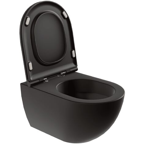 Wc Sospeso Senza Brida Azzurra Ceramica "Comoda" Nero Opaco