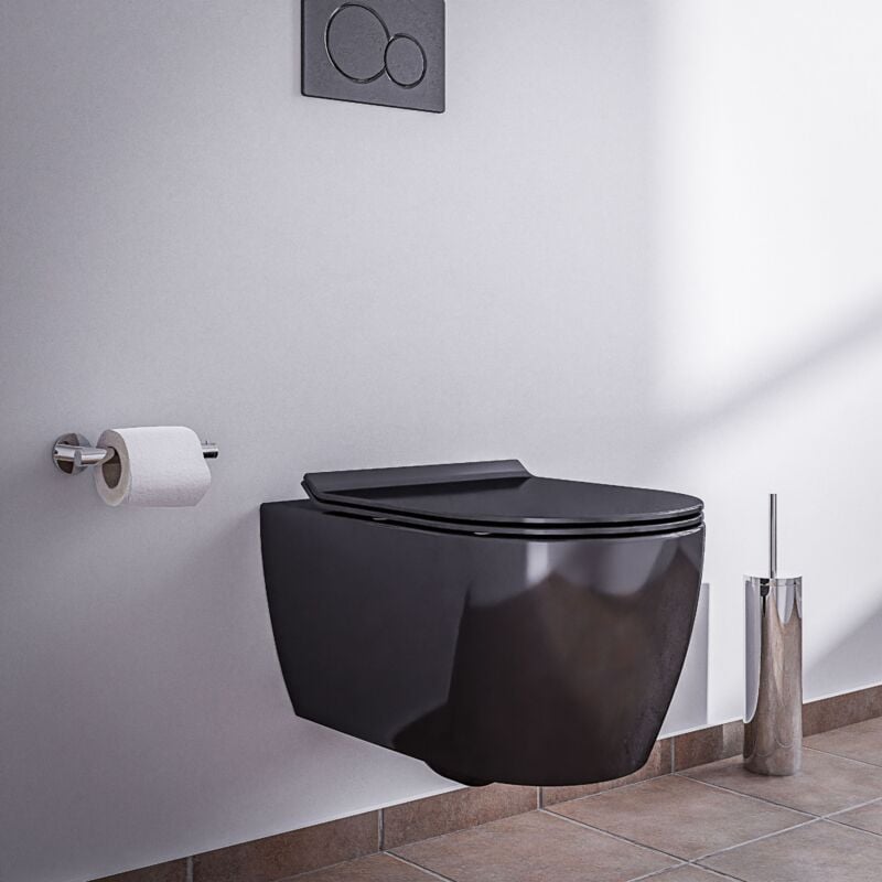BERNSTEIN - WC suspendu à fond creux sans bride NANO NT2039 - noir - abattant Softclose inclus Super plat
