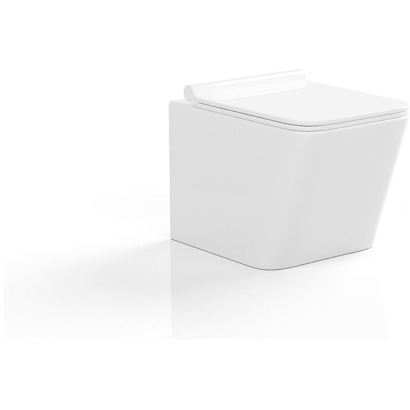WC suspendu blanc brillant en céramique sans bride - CLEMONA