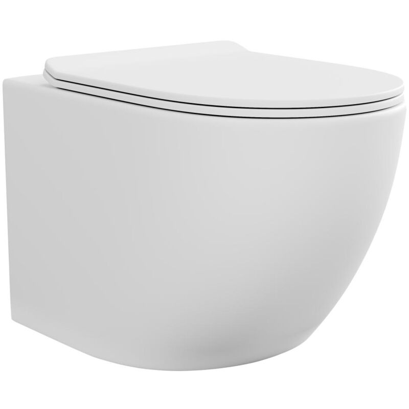 Vente-unique - wc suspendu blanc mat en céramique sans bride - javoine