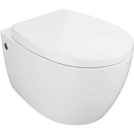 WC suspendu, design sans bride, fermeture amortie