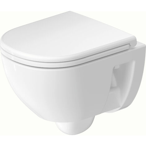WC suspendu Duravit D-Code Compact, chasse d'eau basse, rimless,