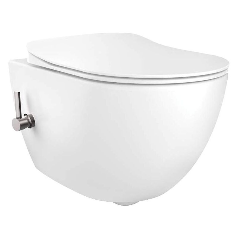 WC suspendu en céramique sans rebord avec mitigeur pour fonction bidet, coloris blanc brillant Deante Peonia CBP6WPW Blanc brillant - Blanc brillant