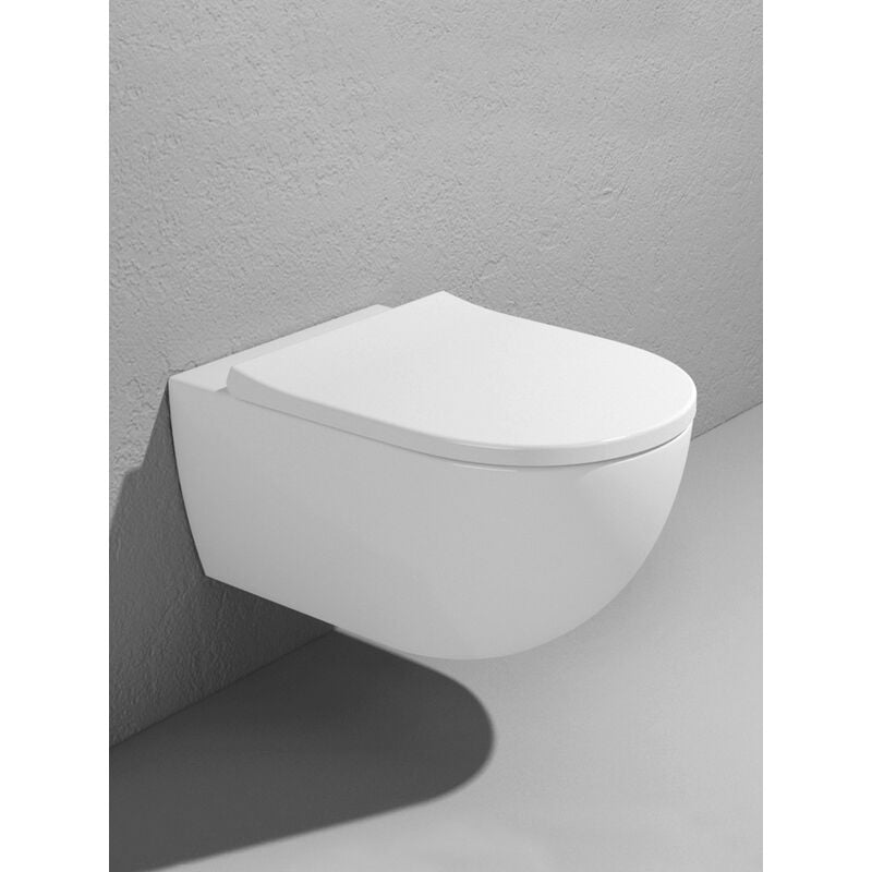 Wc suspendu Goclean 54x36 Flaminia App céramique AP118G Blanc - Céramique - Avec couvercle de toilette à fermeture souple
