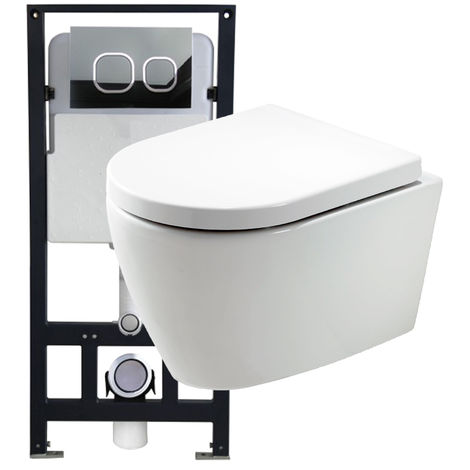 WC suspendu offre spéciale pack économique 10: B-8030 - et bâti-support G3004A avec plaque de déclenchement