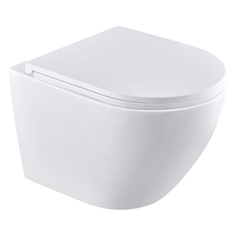Ohpa - wc Suspendu Sans Bride Blanc–Céramique Émaillée Nano Hygiénique, Chasse 360° Silencieuse, Siège Ralenti, Économique & Facile à Installer