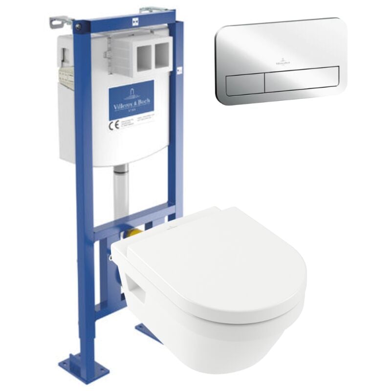 Villeroy&boch - wc suspendu sans bride villeroy et boch Architectura + abattant + Bâti-support ViConnect + Plaque de commande