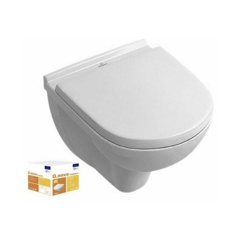 Villeroy&boch - Pack wc suspendu compact sans bride villeroy et boch o Novo + abattant + plaque blanche + bâti Grohe - Blanc