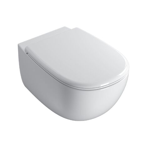 WC suspendu sans rebord 53x35 cm Globo Daily DNS02BI  Blanc - Céramique - Avec couvercle de toilette