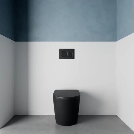 WC suspendu sans rebord en céramique noir mat avec abattant Soft-close Mod. Vienna