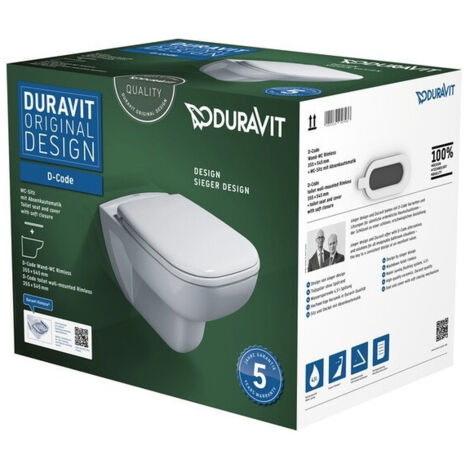 WC suspendu-Set D-CODE RIMLESS ti 355x540mm blanc
