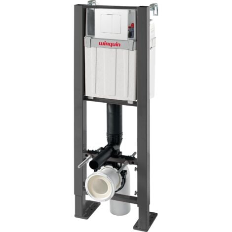 WC suspendu universel Lineo Stone avec plaque de commande double chasse blanche Wirquin 55722929, blanc