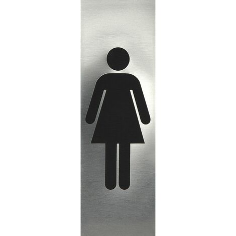 WC Symbol Frau selbstklebend, 48 x 150 mm, Edelstahl gebürstet