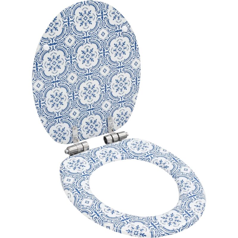 WC Toilet Seat with Soft Close Lid MDF Porcelain Design - VIDAXL