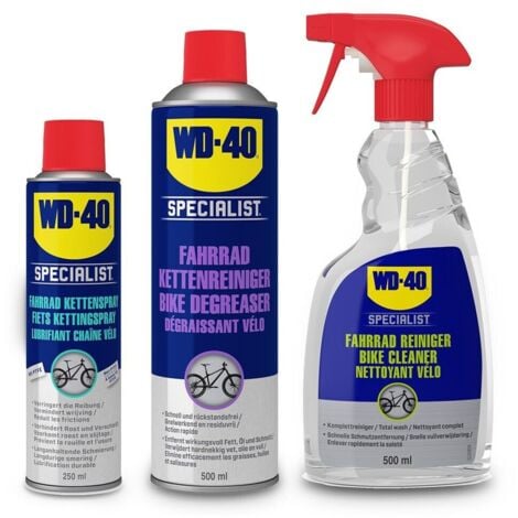 WD-40 Bike- Fahrradpflegeset 1x Kettenspray Allwetter 250ml + 1x Reiniger 500ml + 1x Kettenreiniger 500ml